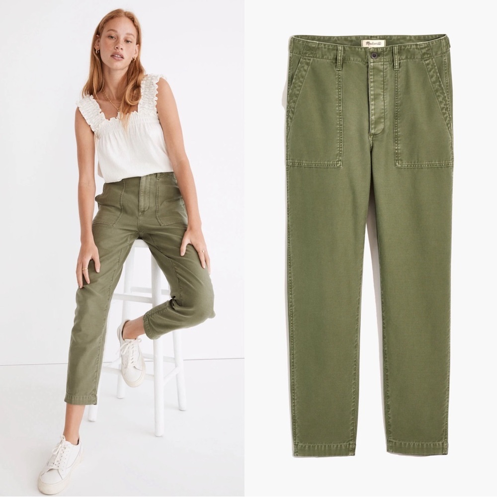 Madewell Olive Green Ankle Crop Utility Pants